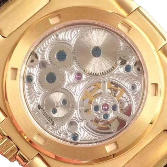 Patek Philippe Nautilus 5711 Tourbillon "Jumbo" Yellow Gold Dial Signature Replica 1:1