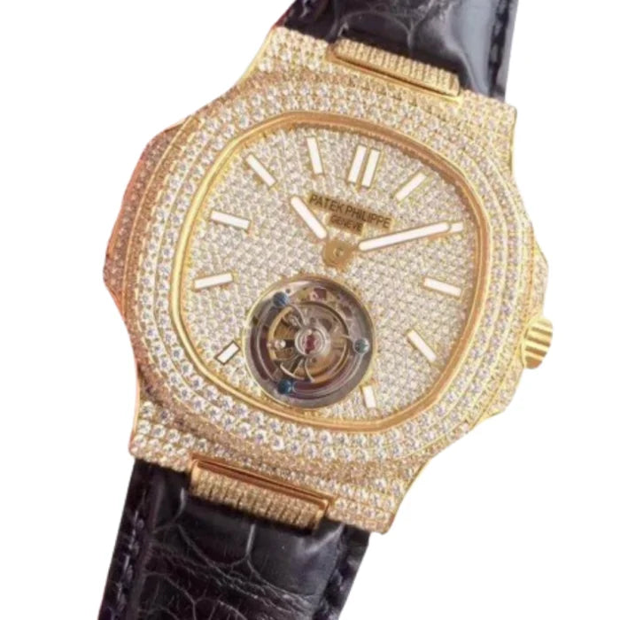 Patek Philippe Nautilus 5711 Tourbillon "Jumbo" Yellow Gold Dial Signature Replica 1:1