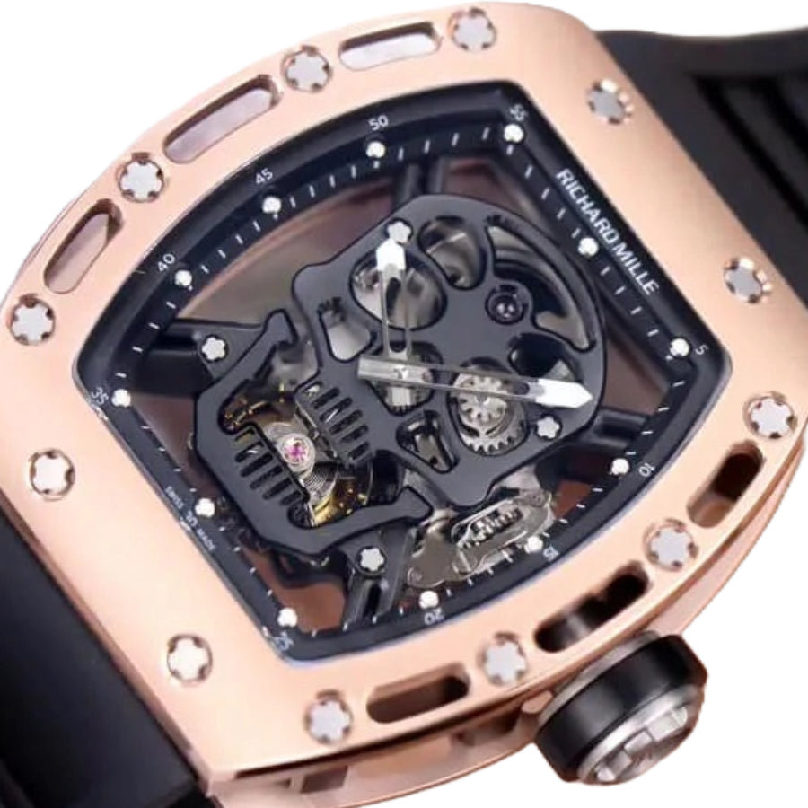 Richard Mille RM 52-01 Tourbillon "Skull" Dial Rose Gold Detailed Replica